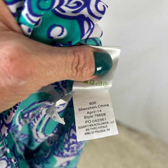 Lilly Pulitzer Deanna Romper in Montauk Blue Teal White Paisley M - Picture 7 of 7
